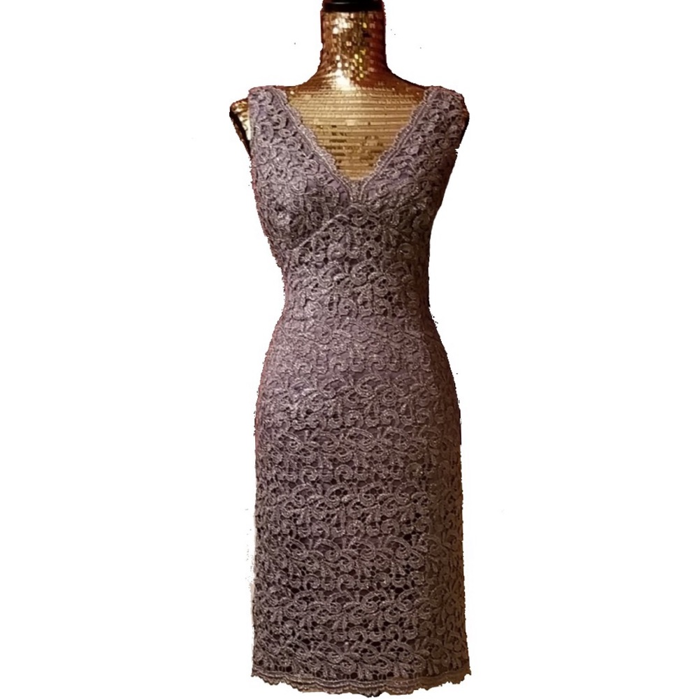 NWOT Adrianna Papell Lace Metallic Sheath Dress